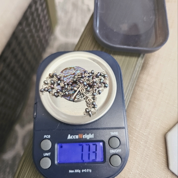 925 Silver Abalone and Pearl Station Necklace - Picture 14 of 15